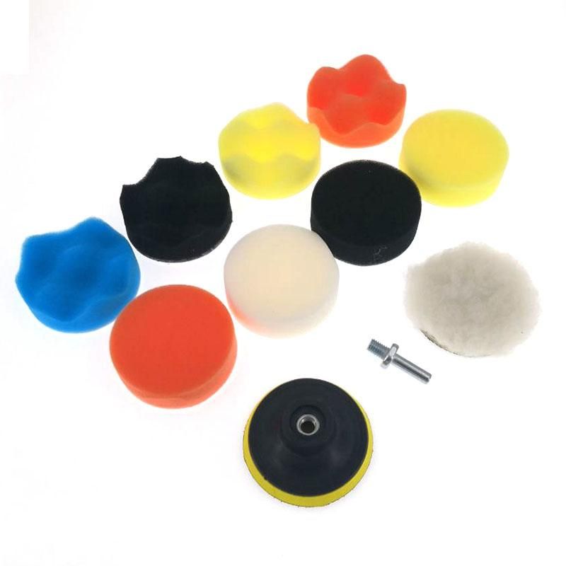 11Pcs Car Polishing Kit Self-Adhesive Buffing Waxing Sponge Wool Wheel Polish Pad for Car Polisher Drill Adapter Detail Cleaning