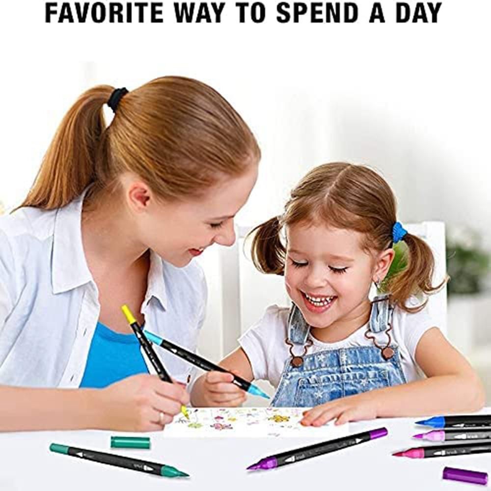Colouring Pens 24 Colours Dual Brush Pens Felt Tip Pens Art Markers Drawing, Painting, Calligraphy, Colouring Books