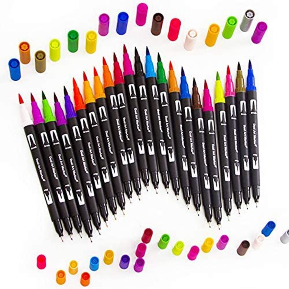 Colouring Pens 24 Colours Dual Brush Pens Felt Tip Pens Art Markers Drawing, Painting, Calligraphy, Colouring Books