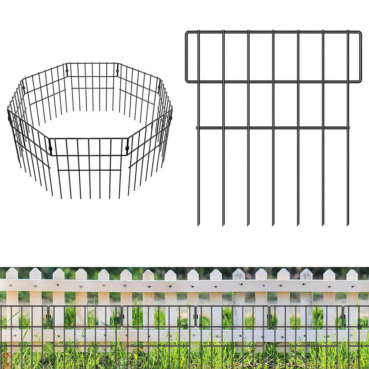 6pcs Garden Fence Panels Easy Install Animal-proof Barrier for Farm