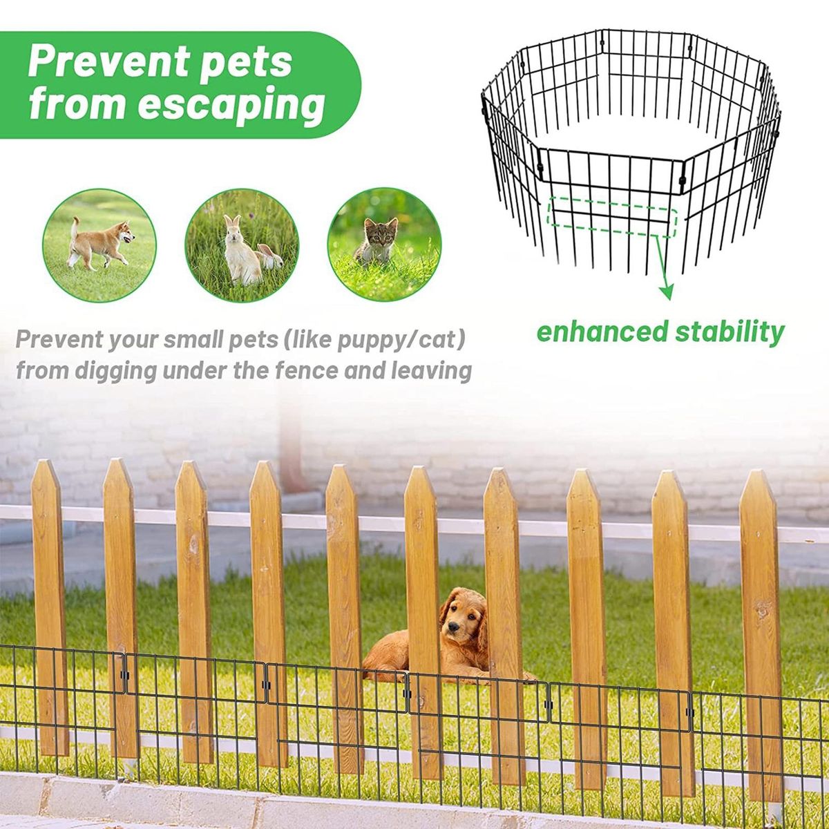 6pcs Garden Fence Panels Easy Install Animal-proof Barrier for Farm