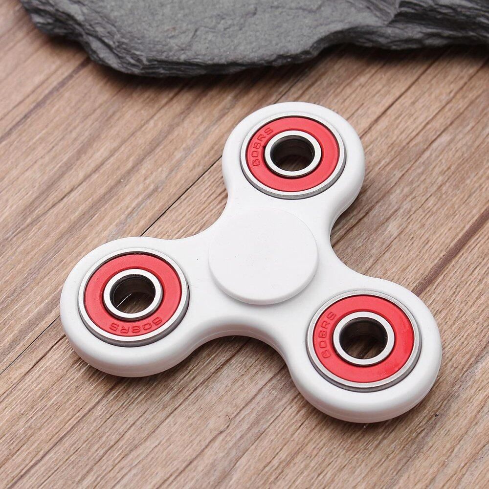 Hand Spinner Tri Fidget Ceramic Ball Desk Toy Gyro Spinner EDC Stocking Stuffer Kids Adult White+Red Multicolor