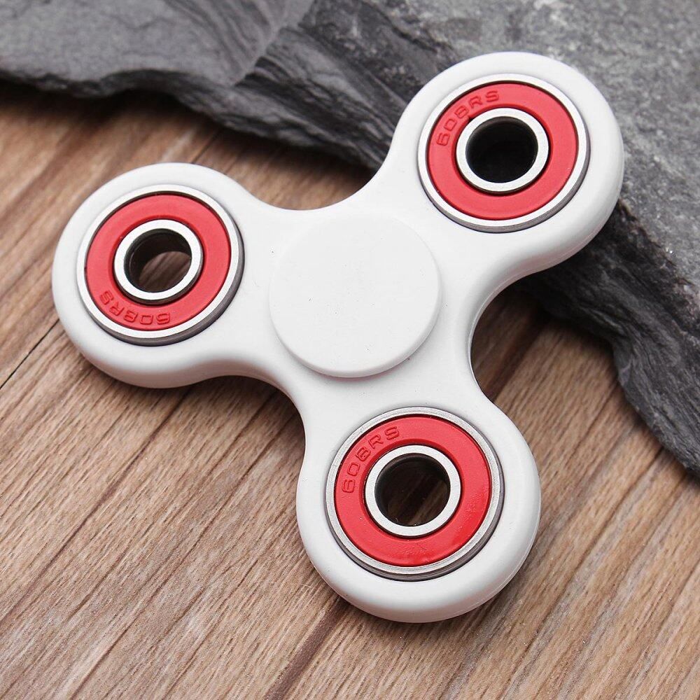 Hand Spinner Tri Fidget Ceramic Ball Desk Toy Gyro Spinner EDC Stocking Stuffer Kids Adult White+Red Multicolor