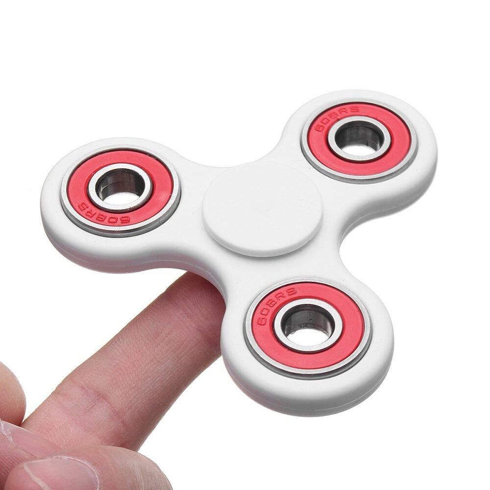 Hand Spinner Tri Fidget Ceramic Ball Desk Toy Gyro Spinner EDC Stocking Stuffer Kids Adult White+Red Multicolor