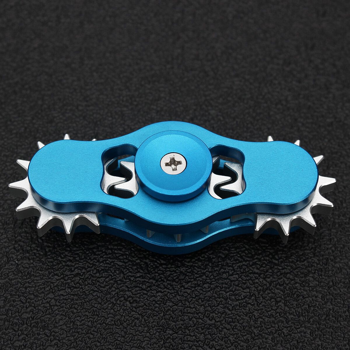 Aluminum Gear Tri Hand Spinner Finger Spiral Fidget Focus Stress Adult Kid Blue
