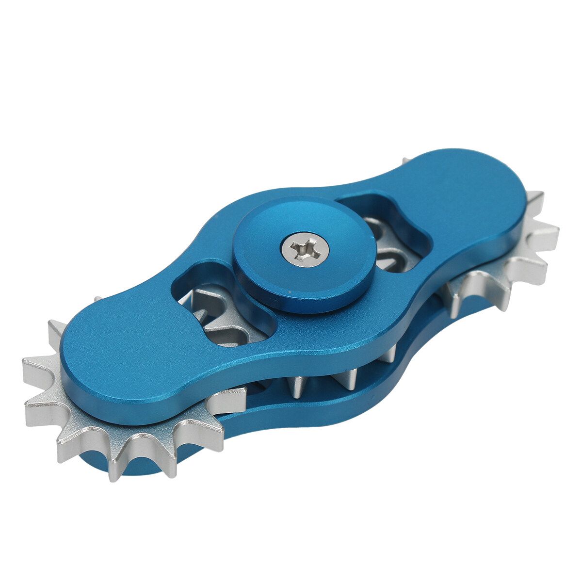 Aluminum Gear Tri Hand Spinner Finger Spiral Fidget Focus Stress Adult Kid Blue