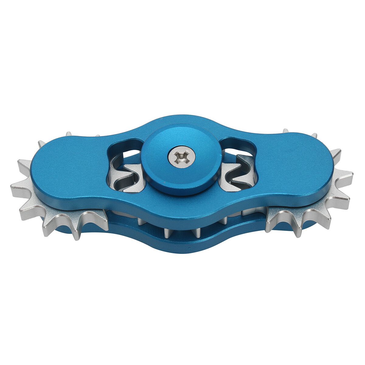 Aluminum Gear Tri Hand Spinner Finger Spiral Fidget Focus Stress Adult Kid Blue