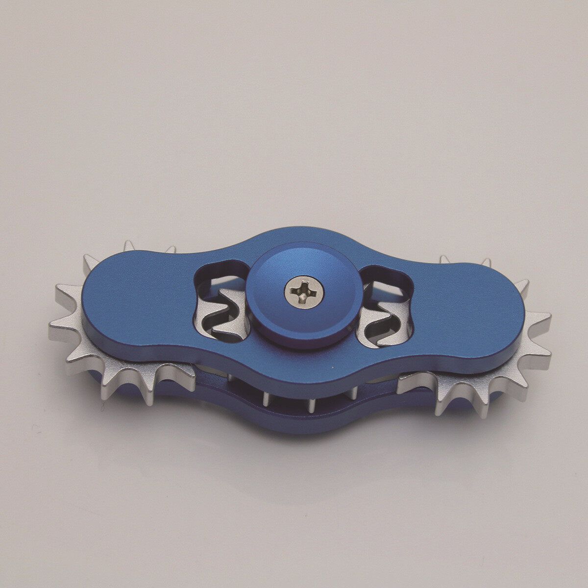 Aluminum Gear Tri Hand Spinner Finger Spiral Fidget Focus Stress Adult Kid Blue