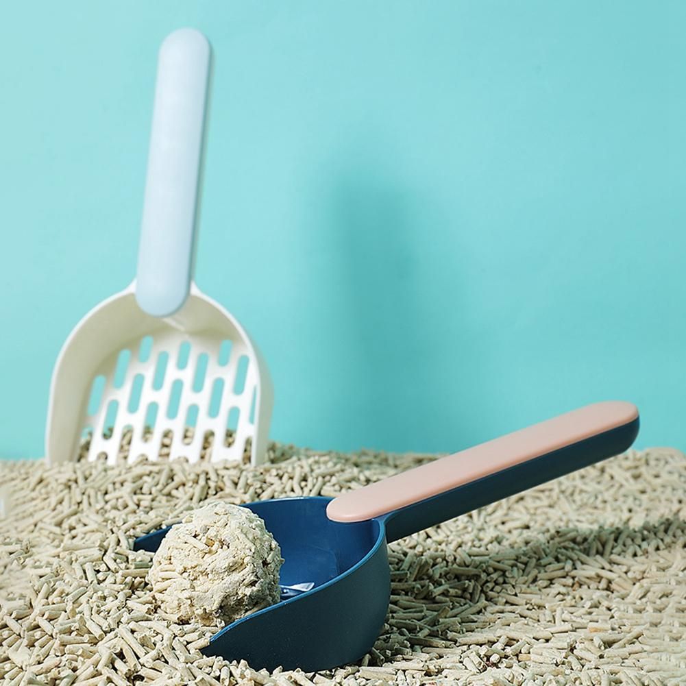 Cat Litter Shovel Plastic Cats Poop Scoop with Base Pet Cleanning Tool Cat Toilet Litter Box Cleaner Shovel Green