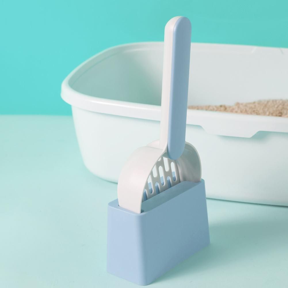 Cat Litter Shovel Plastic Cats Poop Scoop with Base Pet Cleanning Tool Cat Toilet Litter Box Cleaner Shovel Green