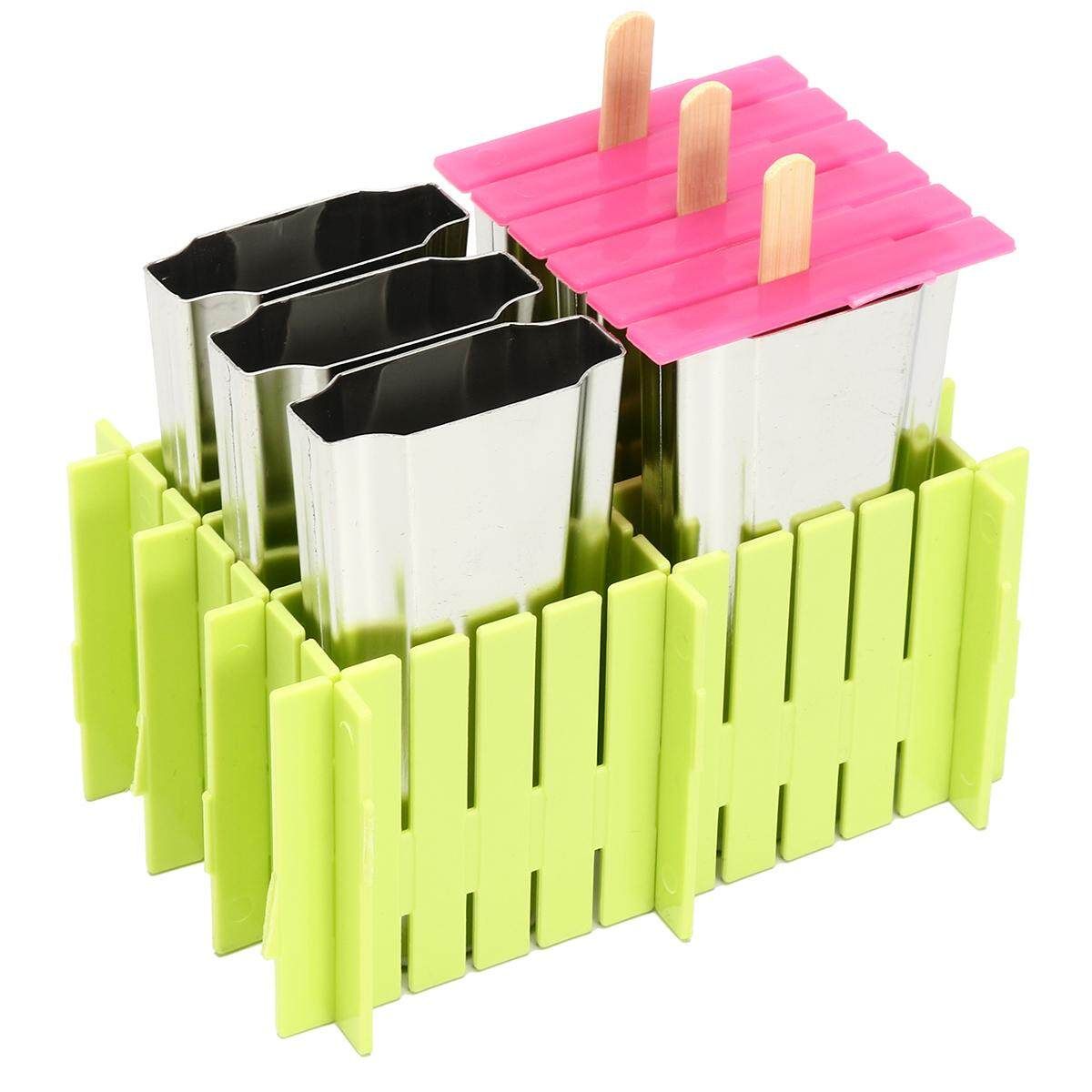 6 Mould Stainless Steel Mold Ice Lolly Popsicle Ice Holder Commercial 6 Beans   Plastic Rack