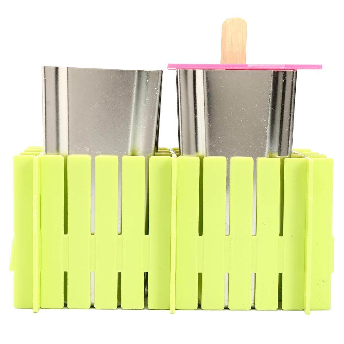 6 Mould Stainless Steel Mold Ice Lolly Popsicle Ice Holder Commercial 6 Beans   Plastic Rack