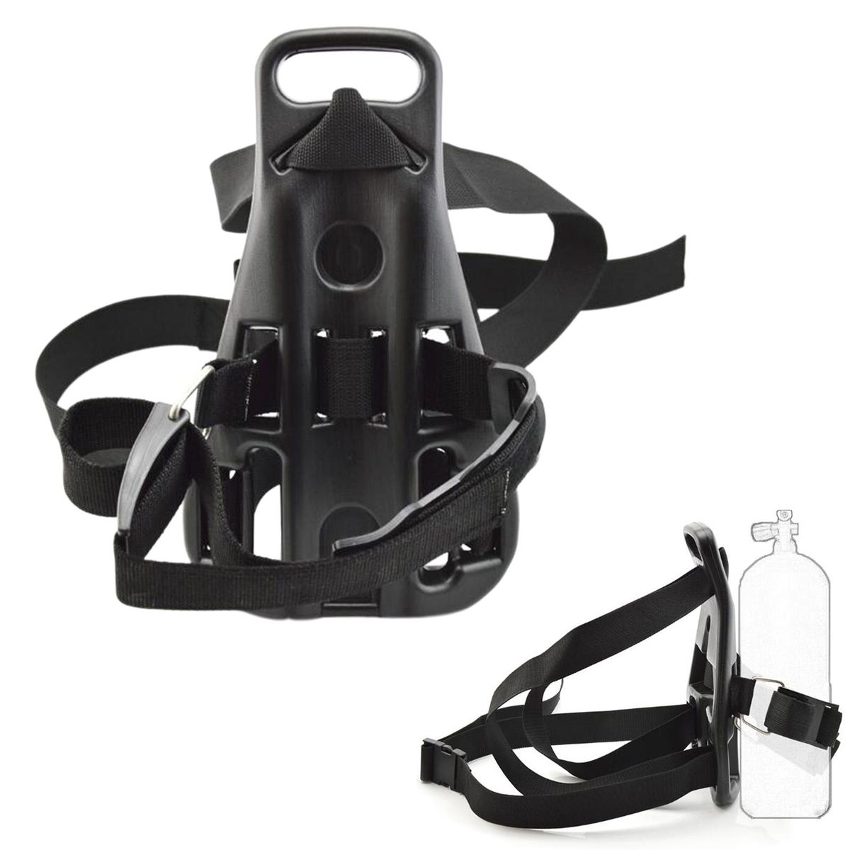 Scuba Diving Oxygen Tank Backpack Gas Cylinder Bracket Holder Black