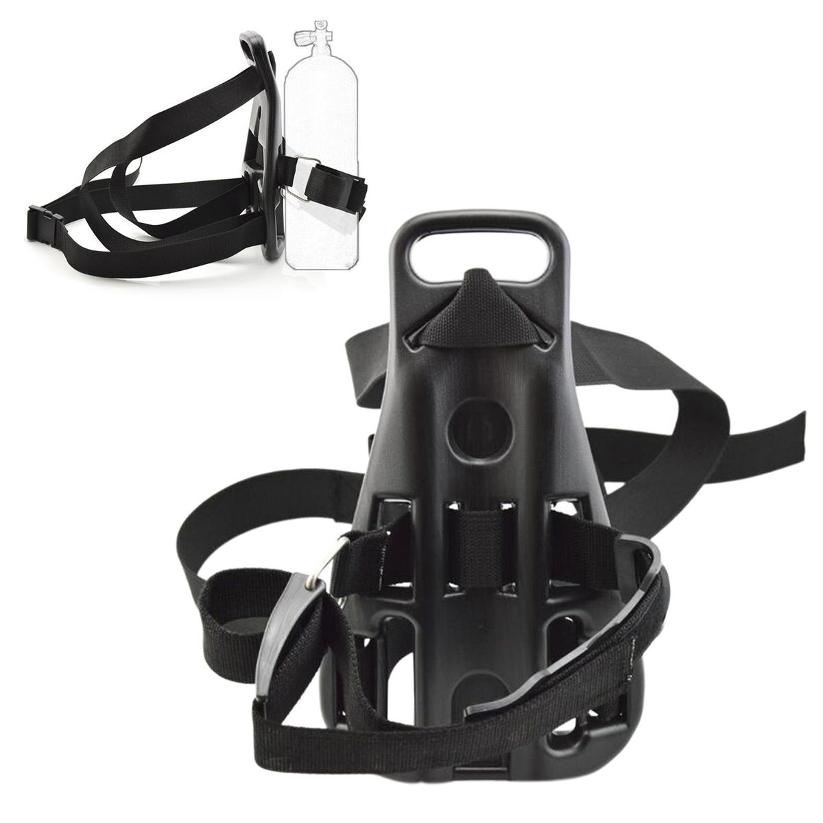 Scuba Diving Oxygen Tank Backpack Gas Cylinder Bracket Holder Black