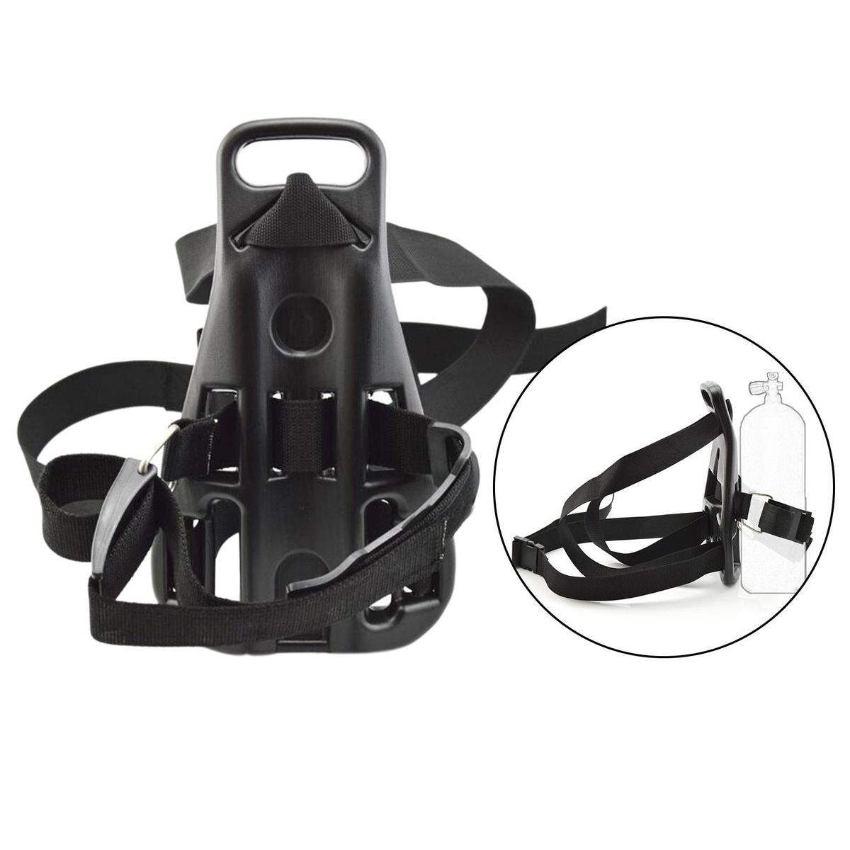 Scuba Diving Oxygen Tank Backpack Gas Cylinder Bracket Holder Black