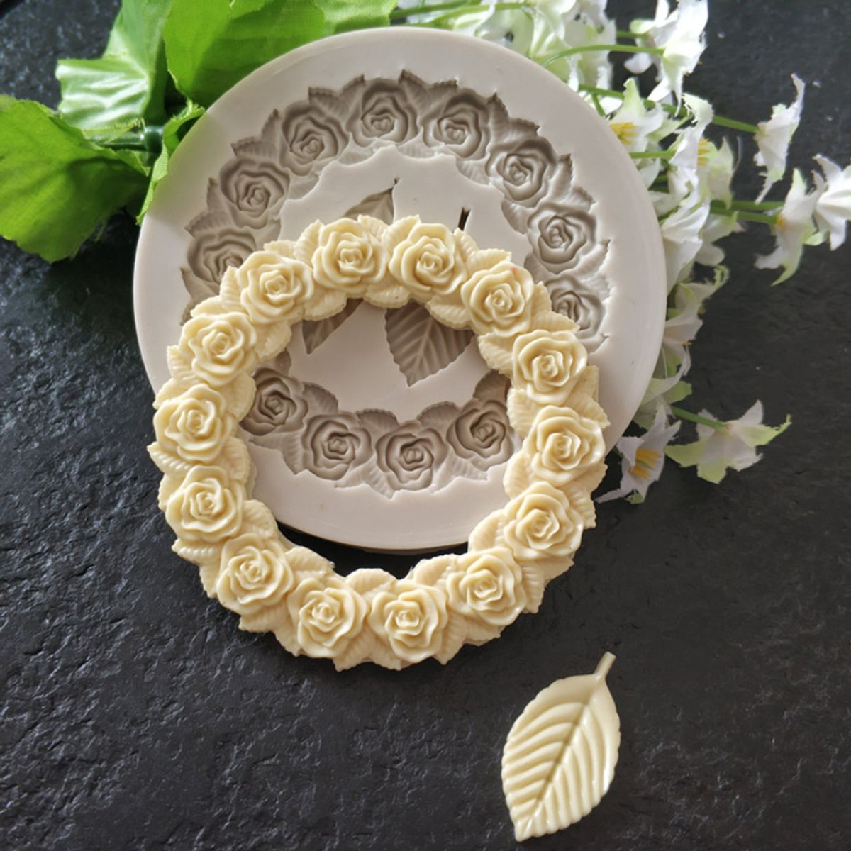 Wreath Leaf Silicone Liquid Mold Kitchen Cake Chocolate DIY