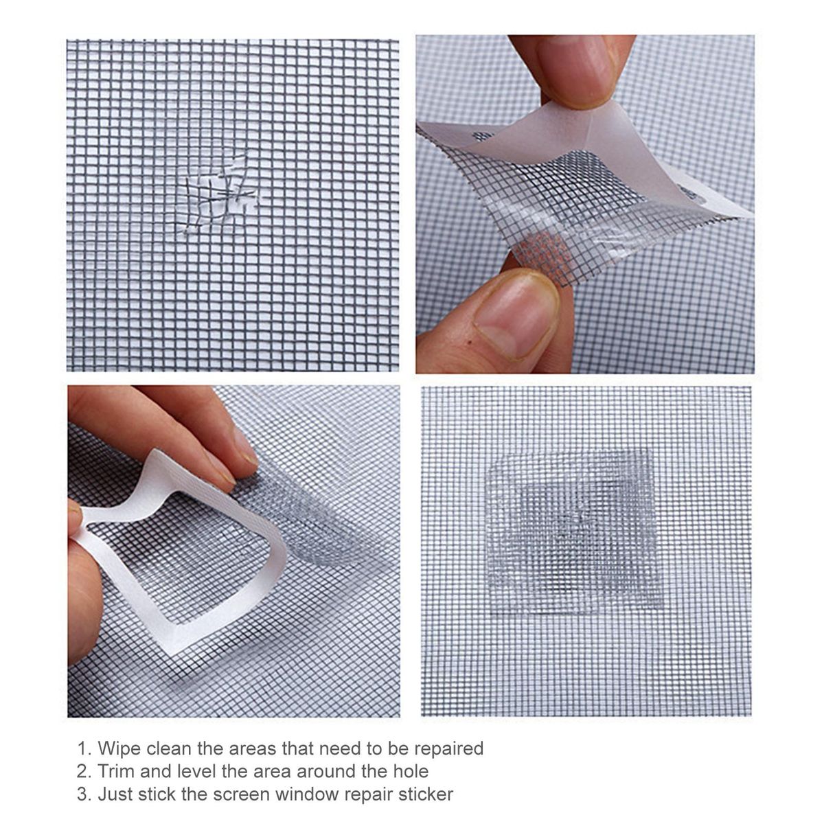 10PCS Window Screen Repair Kit Tape 4 x 4 Inch Strong Adhesive Waterproof Cover Mesh Sticky Wires Patches for Door Window Screen Covering up Holes DIY Repairment