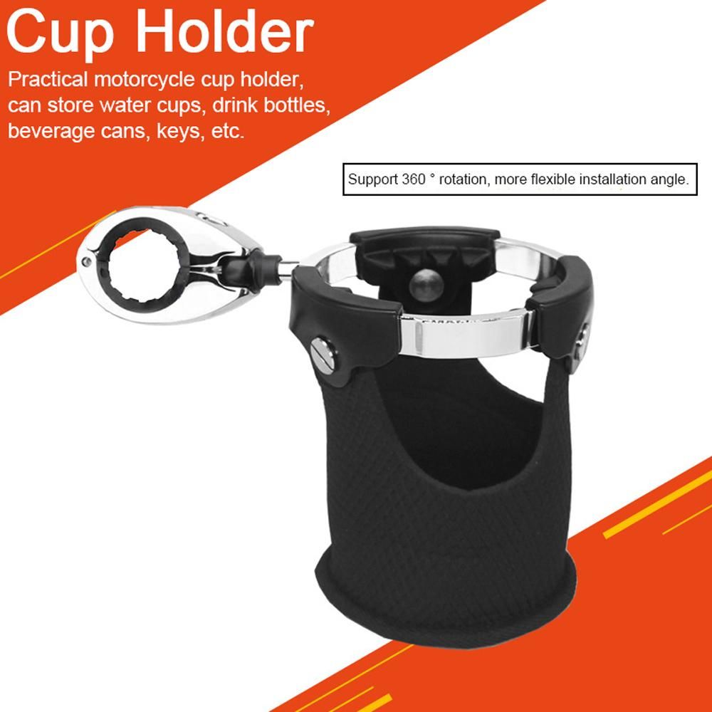 Motorcycle Cup Holder Beverage Drink Can Handlebar Mount 360° Rotation Universal Water Bottle Holder for Motorcycle ATV UTV Kayak Marine Boat 7/8in to 1 1/4in Handlebar