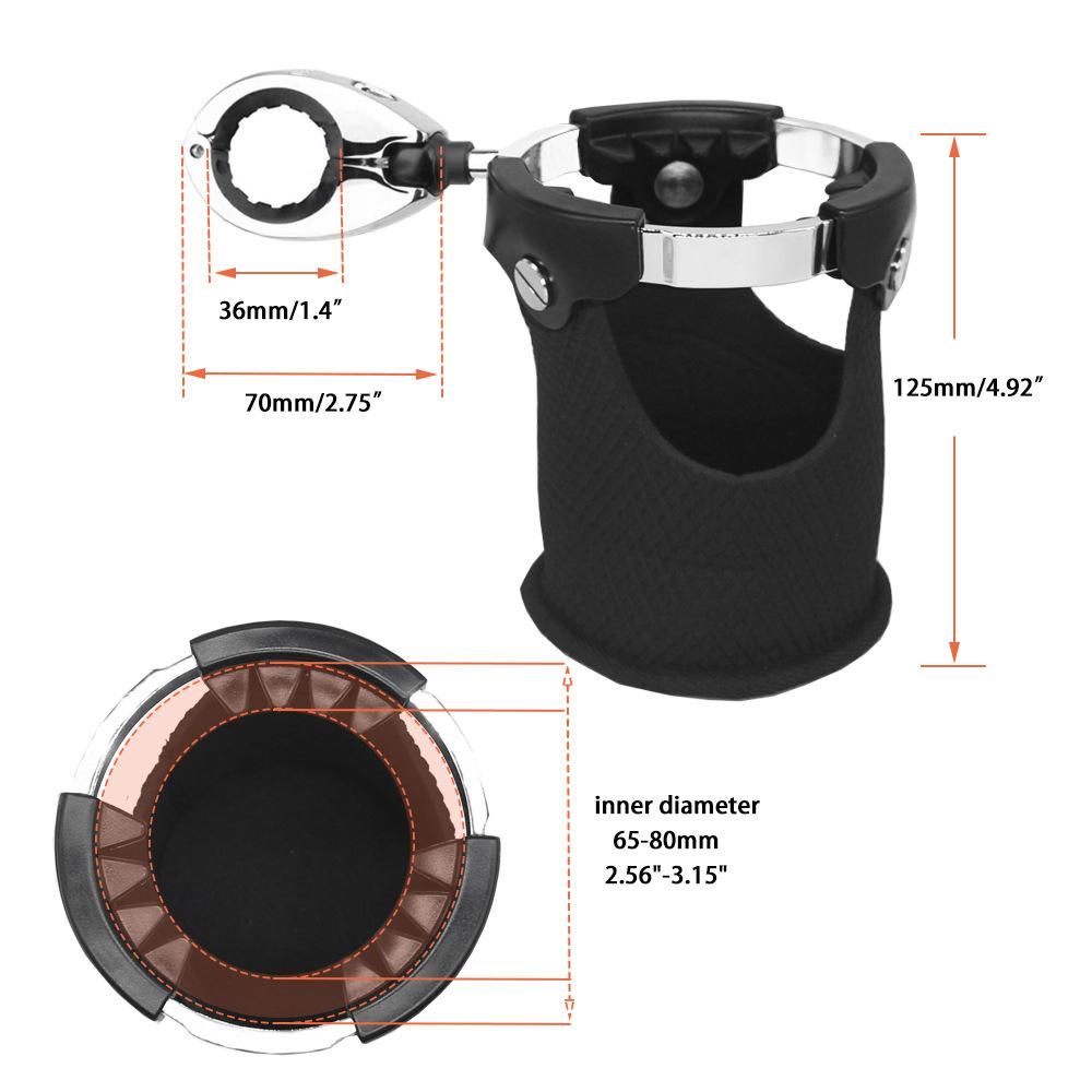 Motorcycle Cup Holder Beverage Drink Can Handlebar Mount 360° Rotation Universal Water Bottle Holder for Motorcycle ATV UTV Kayak Marine Boat 7/8in to 1 1/4in Handlebar