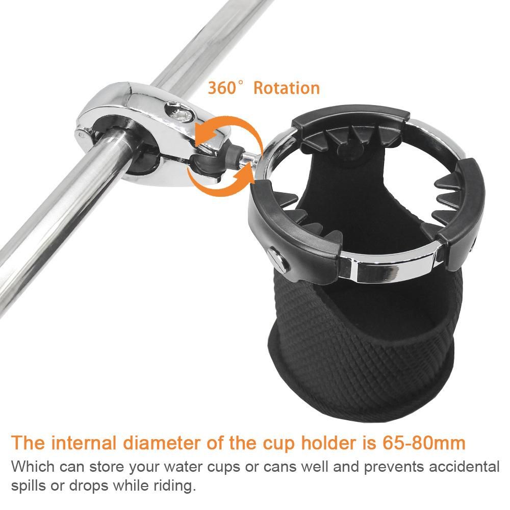 Motorcycle Cup Holder Beverage Drink Can Handlebar Mount 360° Rotation Universal Water Bottle Holder for Motorcycle ATV UTV Kayak Marine Boat 7/8in to 1 1/4in Handlebar