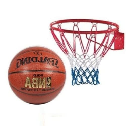 Wall Hanging Basketball Hoop Rim Net & Basketball