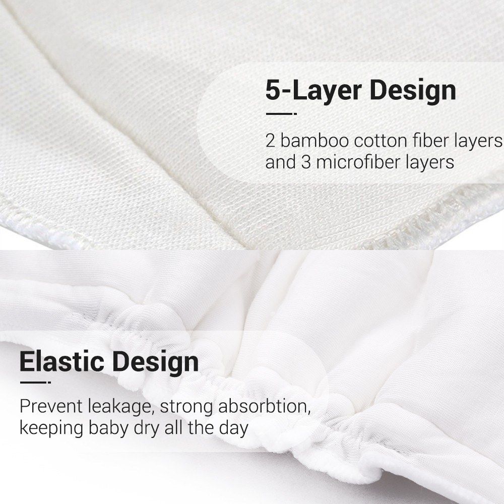 Washable Diaper Pad Pack Of 5 Bamboo Cotton Changing Pads