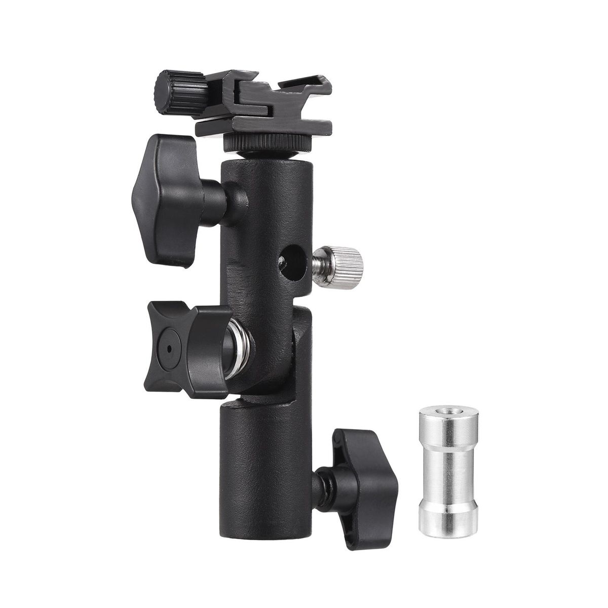 Camera Flash Mount Speedlite Swivel Bracket Flash Stand Bracket with Cold Shoe Mount 1/4 Inch & 3/8 Inch Screw Hole Umbrella Mount Holder Flash Light Accessories