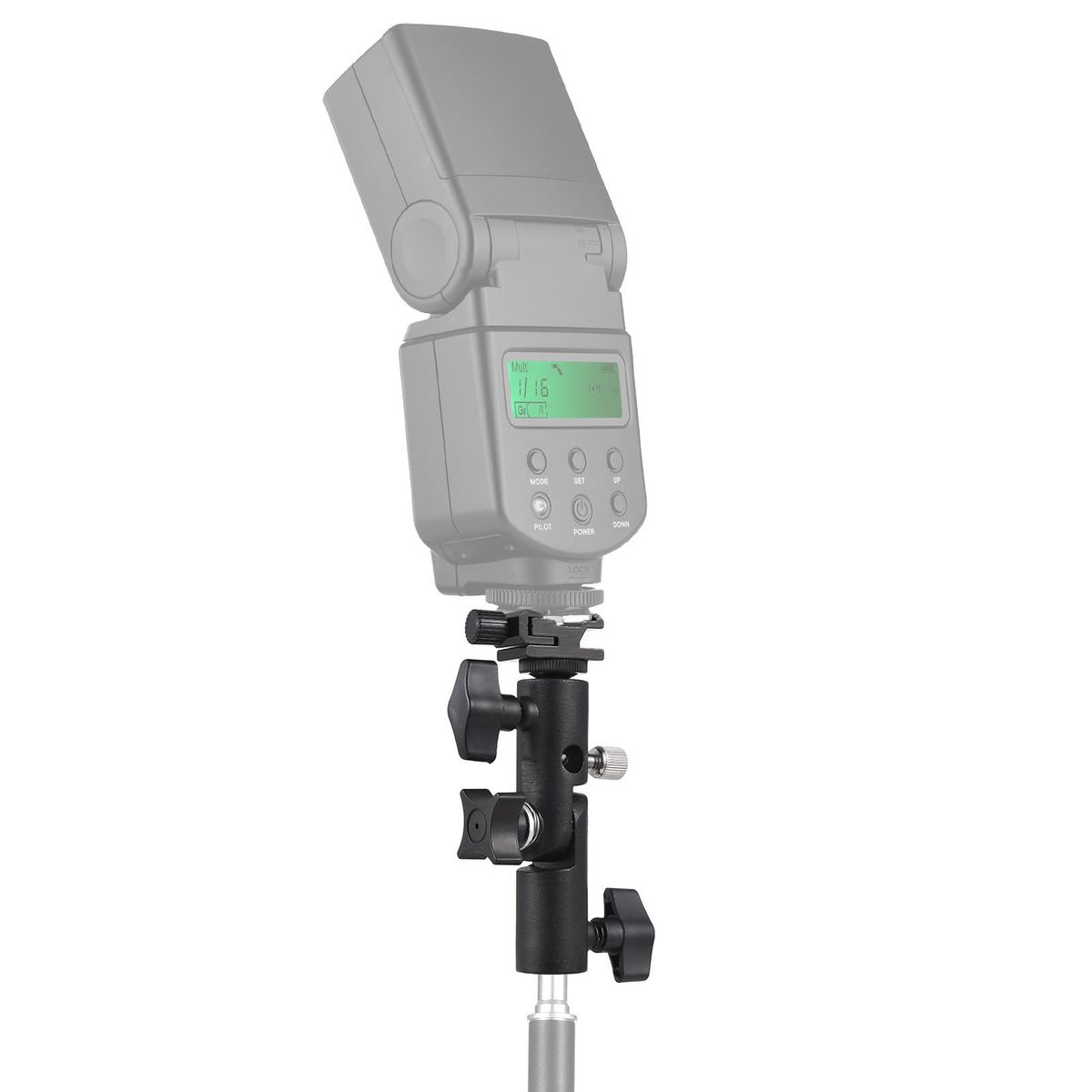 Camera Flash Mount Speedlite Swivel Bracket Flash Stand Bracket with Cold Shoe Mount 1/4 Inch & 3/8 Inch Screw Hole Umbrella Mount Holder Flash Light Accessories