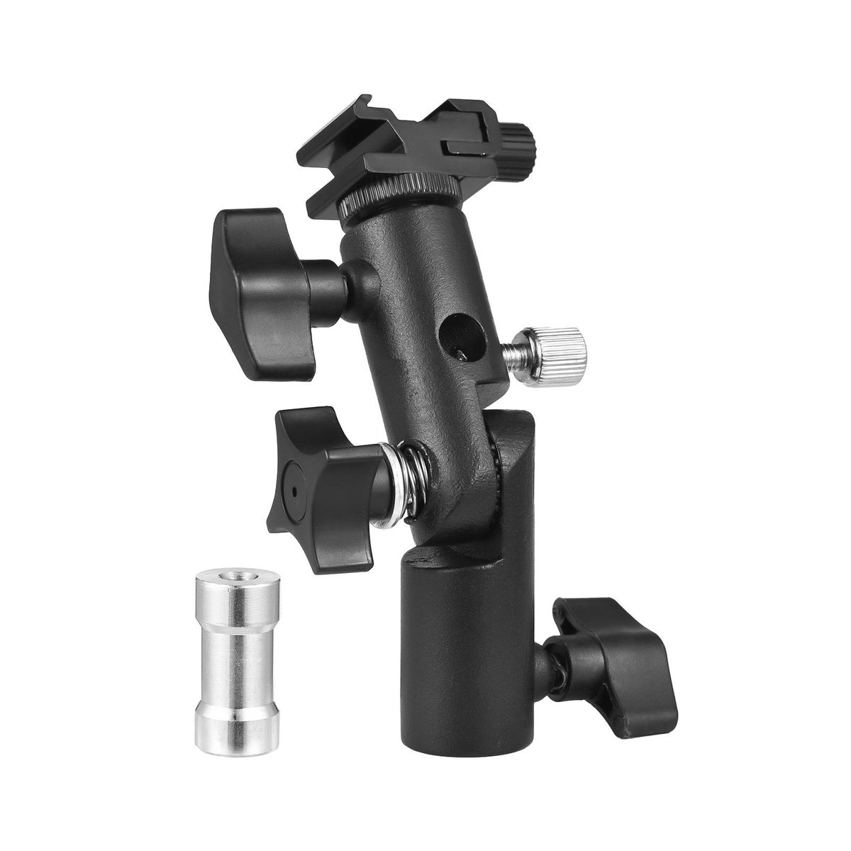 Camera Flash Mount Speedlite Swivel Bracket Flash Stand Bracket with Cold Shoe Mount 1/4 Inch & 3/8 Inch Screw Hole Umbrella Mount Holder Flash Light Accessories