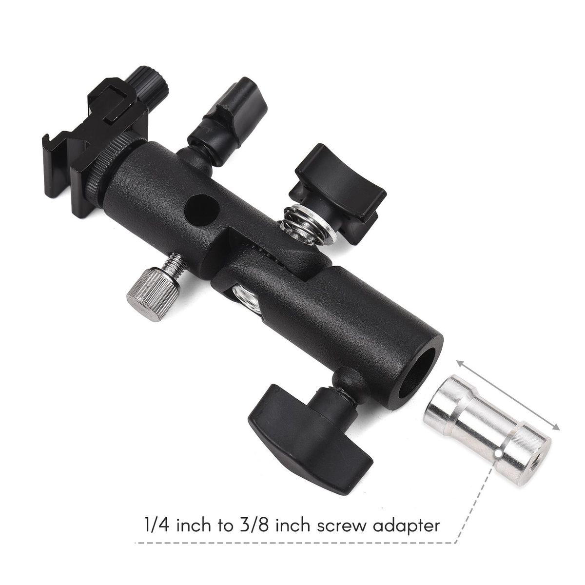Camera Flash Mount Speedlite Swivel Bracket Flash Stand Bracket with Cold Shoe Mount 1/4 Inch & 3/8 Inch Screw Hole Umbrella Mount Holder Flash Light Accessories
