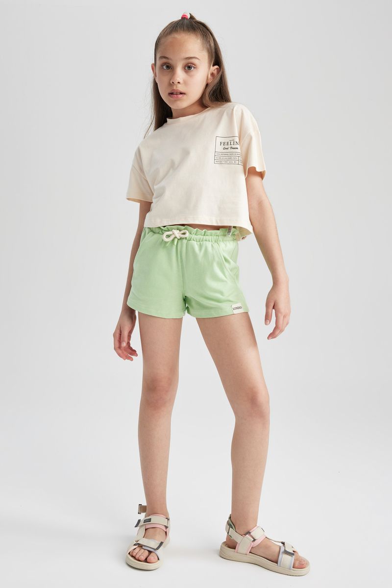Girl Casual Knitted Short - Green