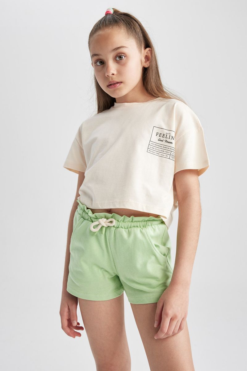 Girl Casual Knitted Short - Green