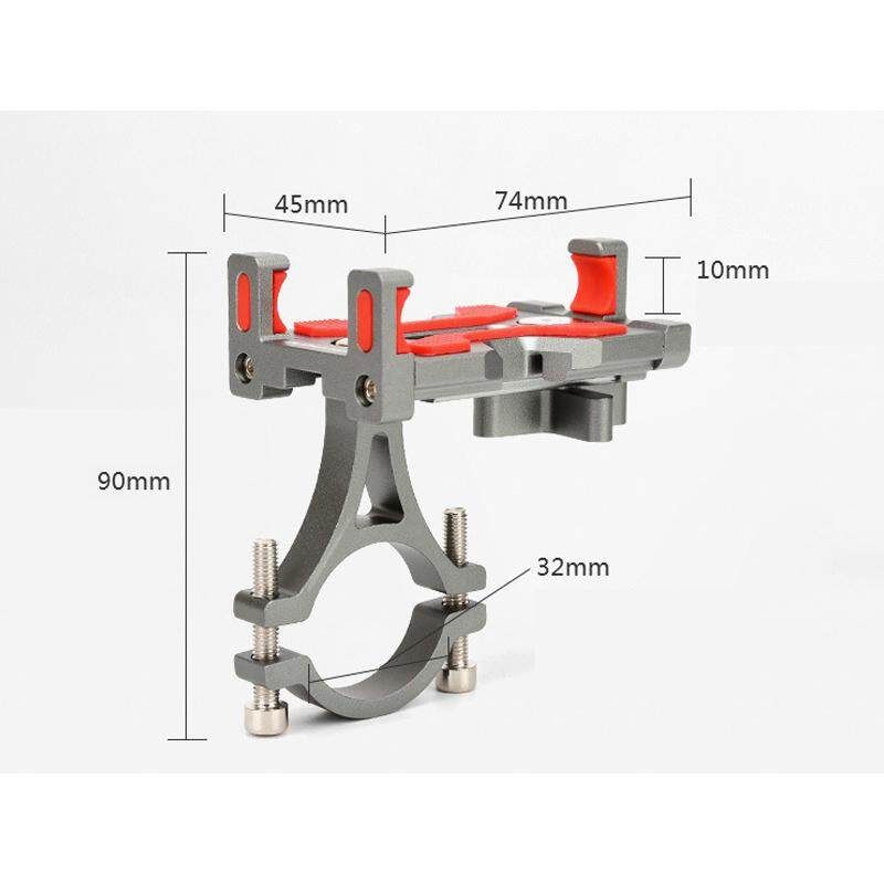 Bike Bicycle Motorcycle Mount Phone Holder Stand Aluminum Waterproof Adjustable SJJ-291D Titanium Color