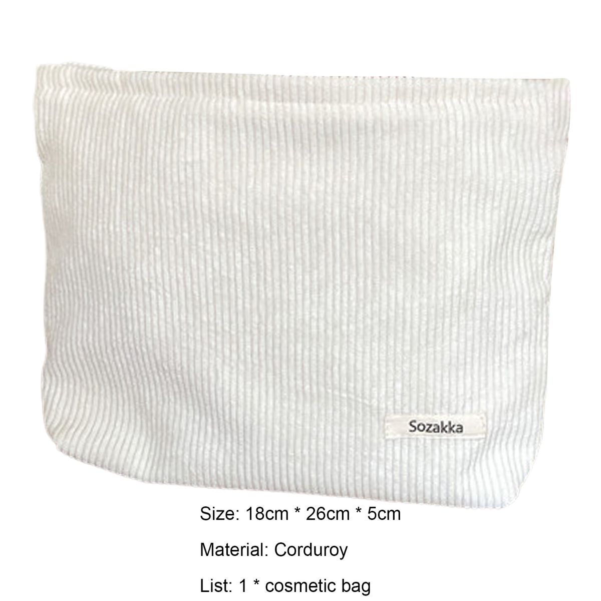 Coin Purse Women Portable Corduroy Makeup Organizer White