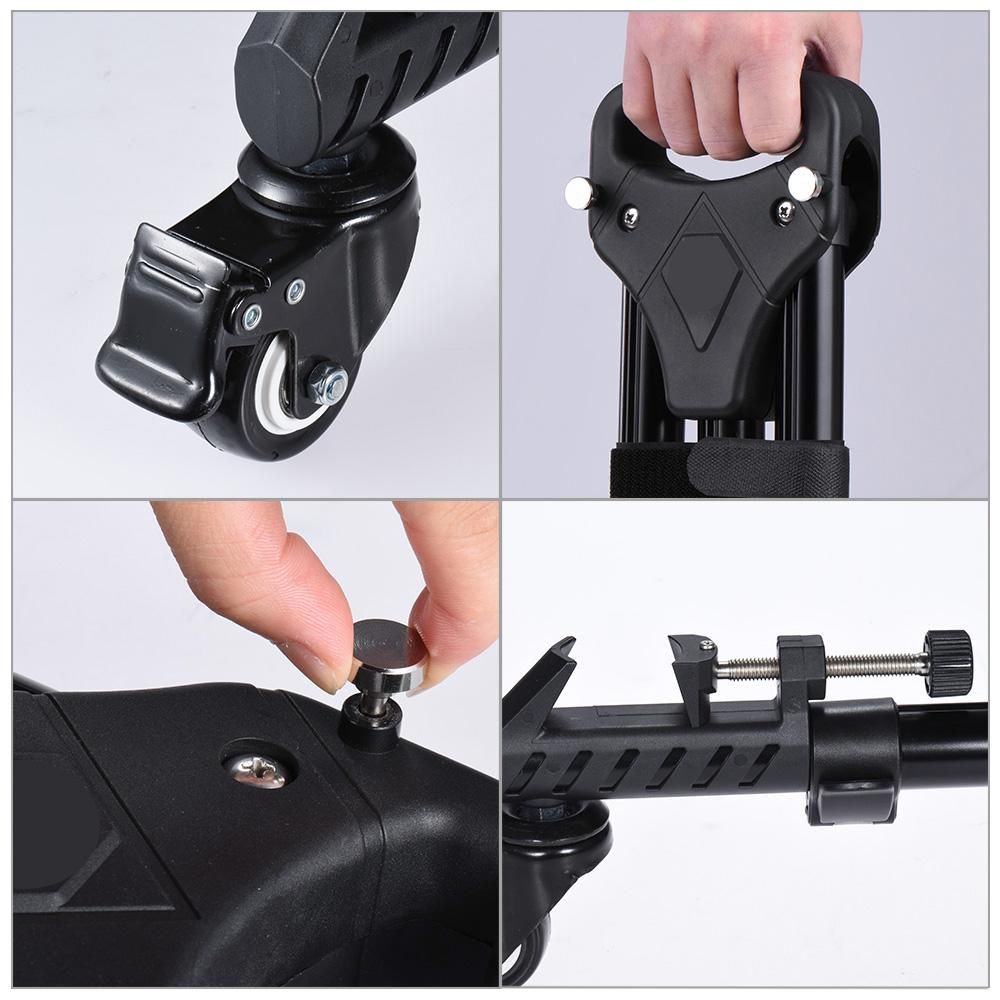 VX-600 Pro 3 Tripod Wheels Pulley Universal Folding Camera Tripod Dolly Base Stand w/ Nylon Carrying Bag Max. Load 20Kg