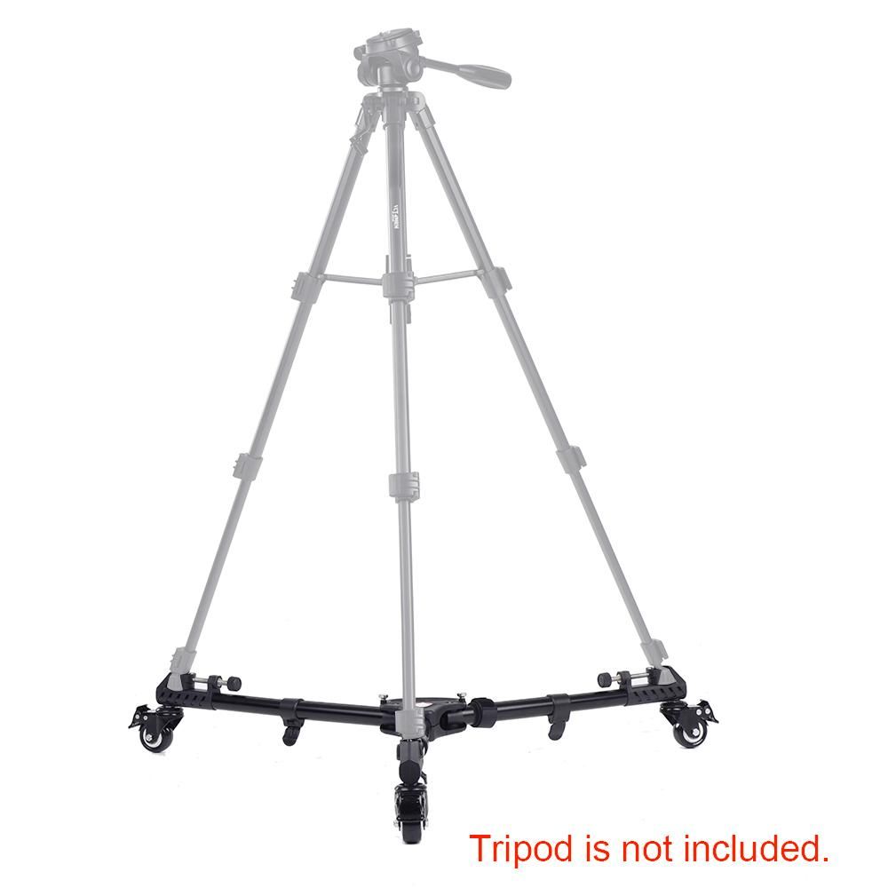 VX-600 Pro 3 Tripod Wheels Pulley Universal Folding Camera Tripod Dolly Base Stand w/ Nylon Carrying Bag Max. Load 20Kg