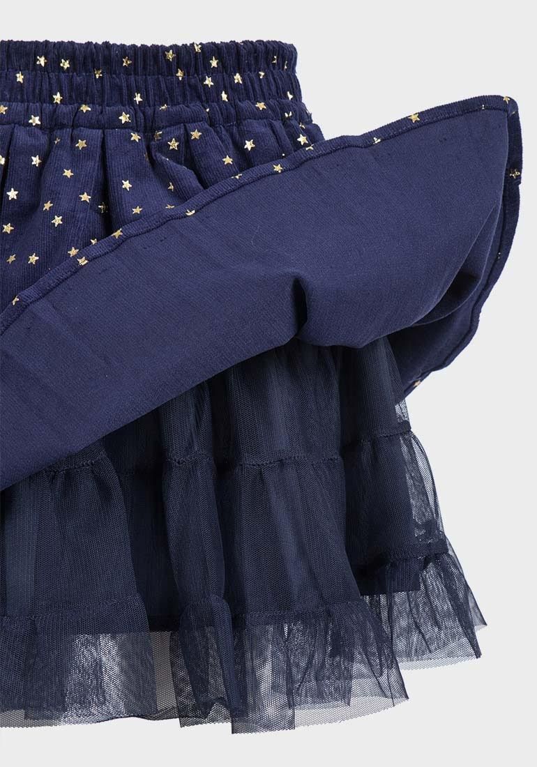 Girls Shimmering Dotted Net Underlay Skirt - Blue