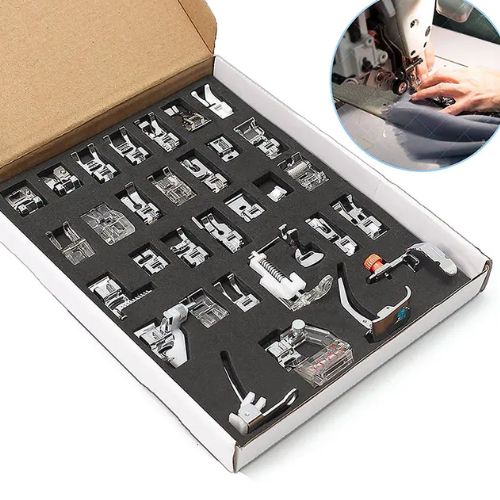 High Quality 32 Pieces Presser Foot Set + Low & High Shank Snap On Adapters / Holders
