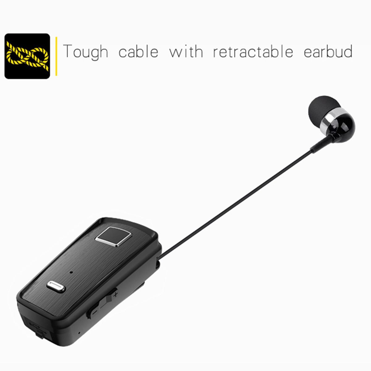Fineblue F980 Clip-on Bluetooth 4.0 Headphones Cable Retractable Earphone Stereo Music Headsets Vibration Alert Hands-free w/ Microphone Multi-point Connection