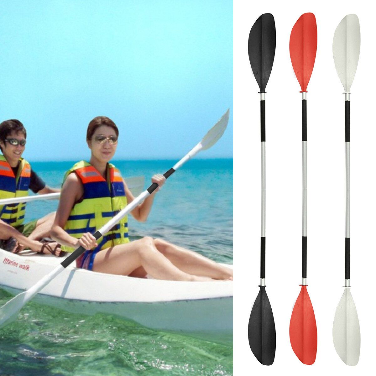 213cm Double-Ended Detachable Aluminum Afloat Boat Kayak Paddles Raft Canoe Oars Red Gules