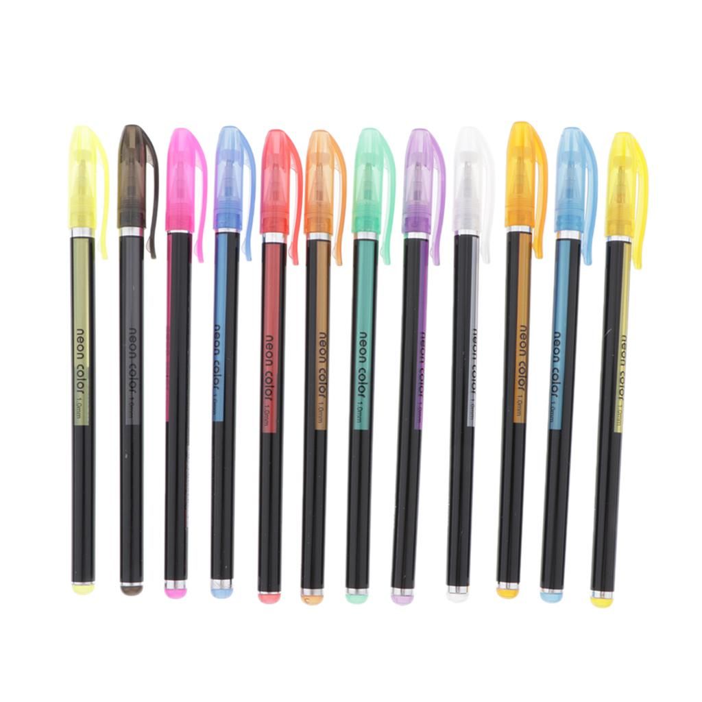Glitter Neon Color  Pens Markers Fluorescent Lights-up 12 Colors