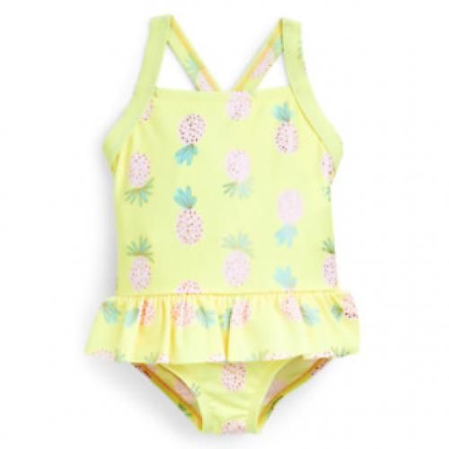 Baby Girl Yellow Pineapple Print Swimsuit