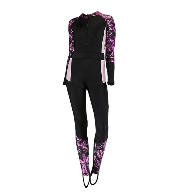 Quick Dry Full Body Wetsuit One Piece Swimsuit For Purple Print XL