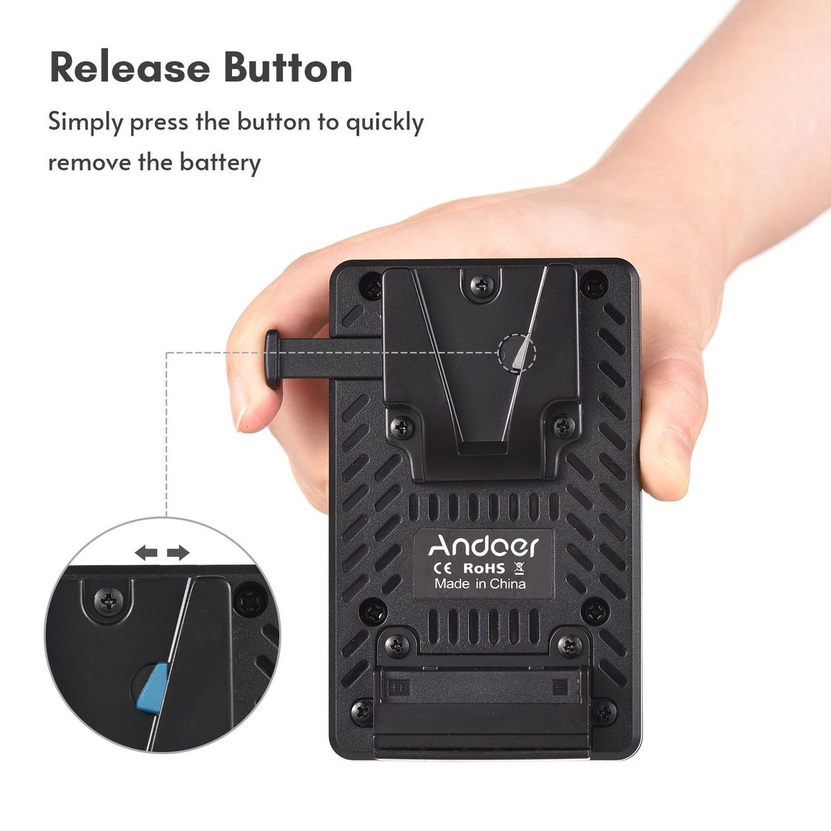 Andoer V-Lock V Mount Battery Plate to BP-U Dummy Battery Adapter Built-in Battery Decode Chip Replacement for BP-U90 BP-U96 BP-U60 BP-U30 Batteries Replacement for Sony PMW-100   PMW-150 PMW-160 PMW-200 PMW-300 PMW-EX1 EX160