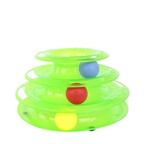 Kitten Three Levels Pet Cat Toy Tower Tracks Disc Kitty Intelligence Amusement Triple Disc Cat Toy Ball Training Amusement Plate