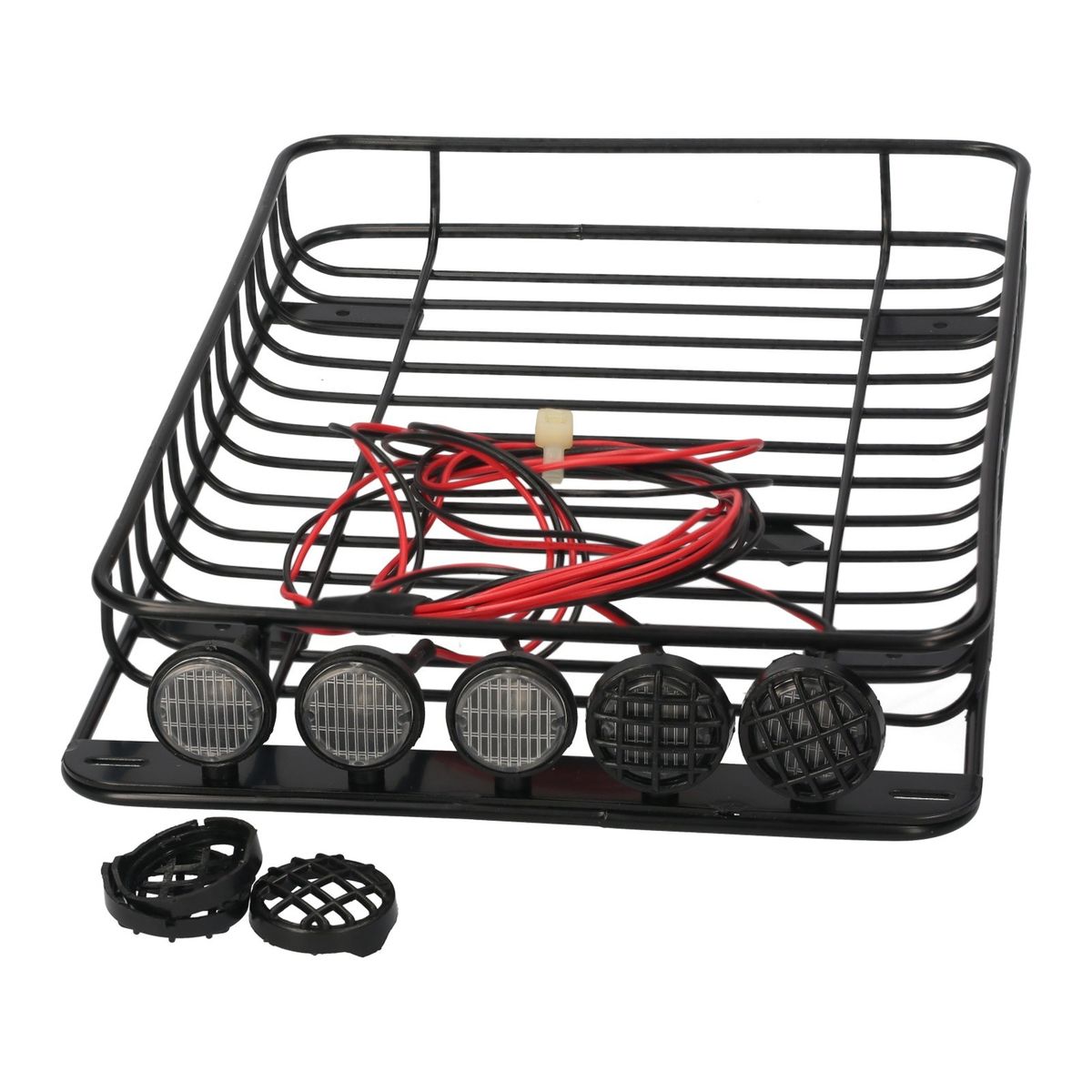 Roof Rack Luggage Carrier With 5 LED Lights RC Car Metal