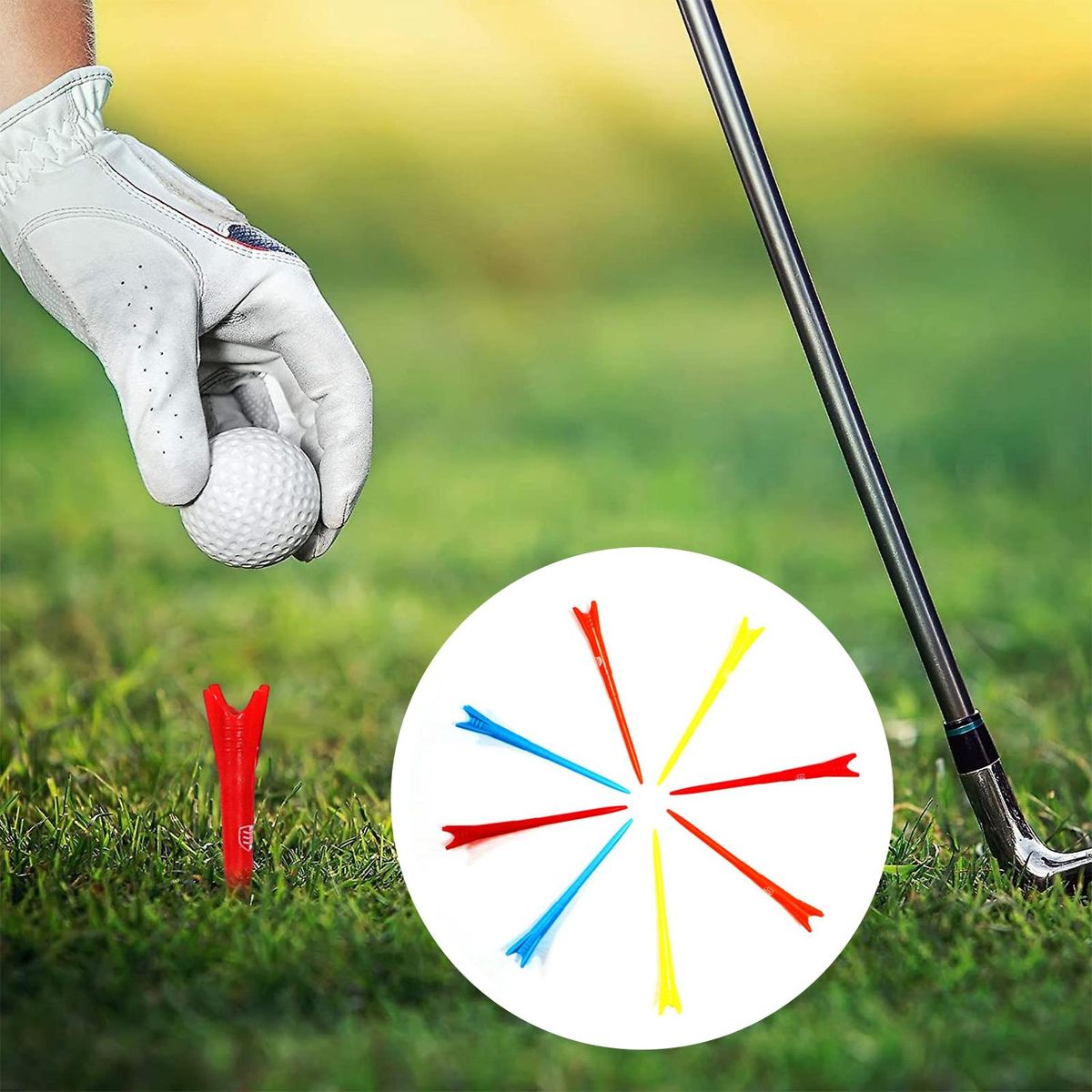 Colorful Plastic Golf Tees Set Reduce Friction Improve Accuracy