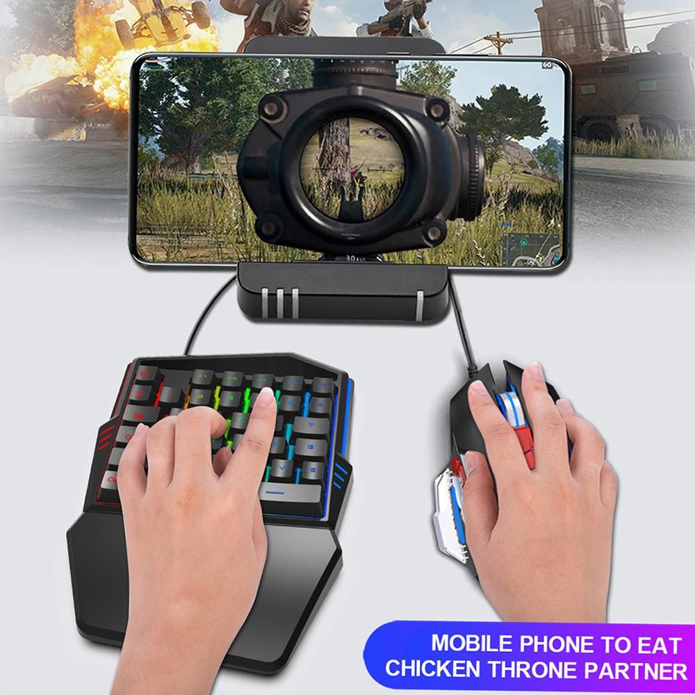 HXSJ One-handed Membrane Keyboard 35 Keys with Backlight Single Hand Gaming Keyboard Ergonomic Design and Anti-ghost Button