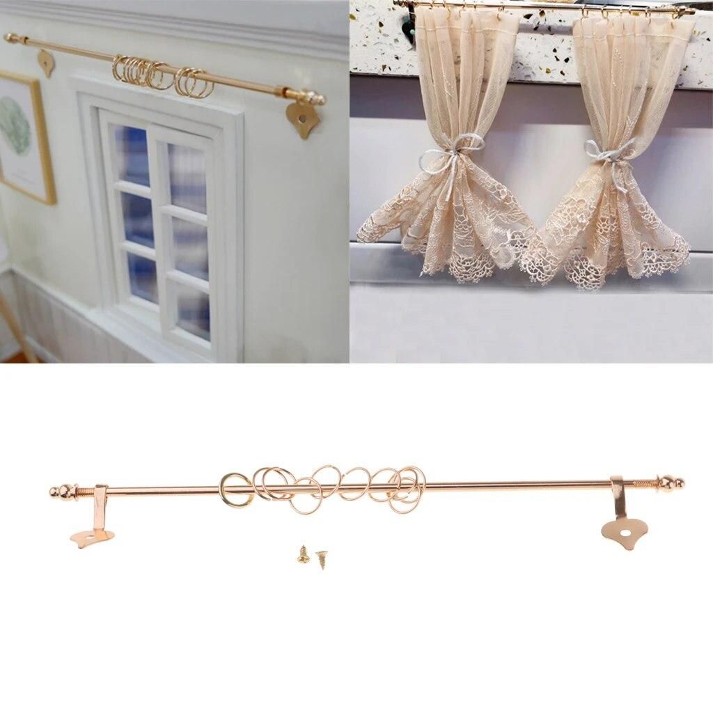 12th Dolls House Mini Curtain Rod Golden Exquisite Furniture Accessories