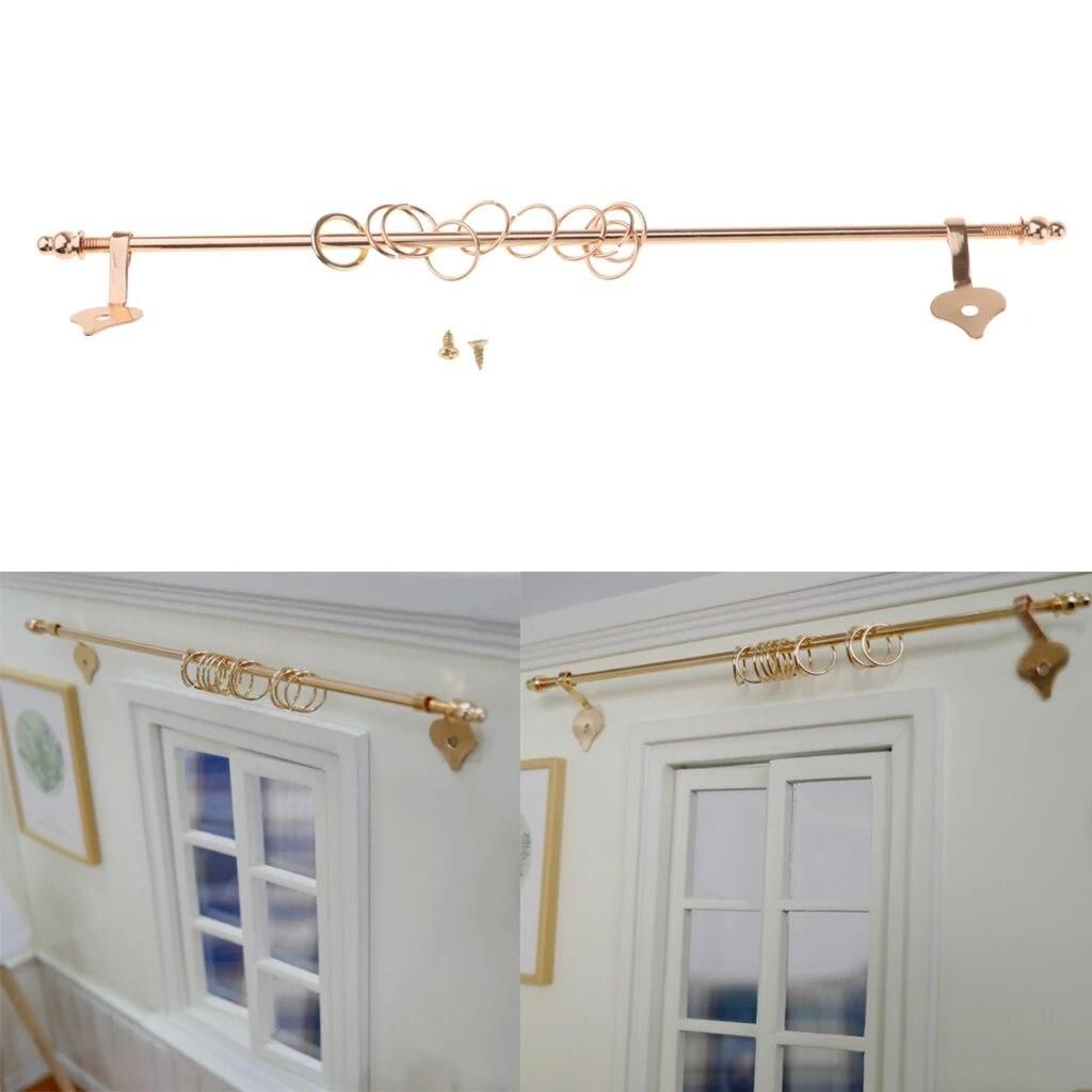 12th Dolls House Mini Curtain Rod Golden Exquisite Furniture Accessories